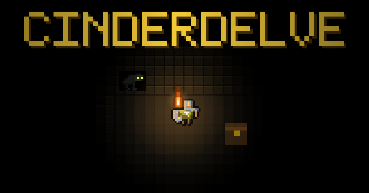 Cinderdelve: a torch-bearer in a dark corridor, with eyes watching from a doorway